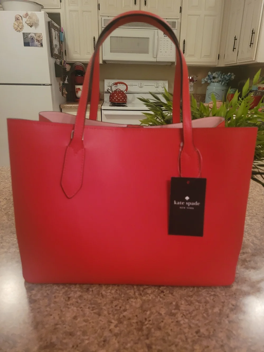 kate spade Red Leather Tote with Double Handles